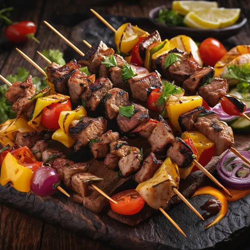 shish kebab,kofte kebab,shish taouk,kabab koobideh,shashlik,skewers,meat skewer,shish kabob,brochette,souvlaki,kabab,turkish cuisine,sate kambing,cevapcici,suya,mixed grill,beyti kebab,anticuchos,shami kebab,lamb meat,Photography,General,Natural