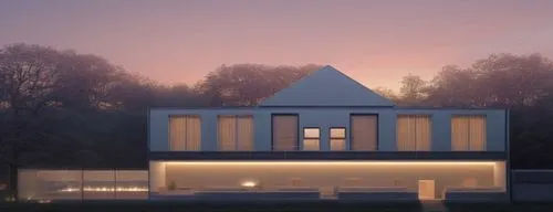 a building with a lot of windows and some lights on it,passivhaus,modern house,cubic house,3d rendering,revit,render,frame house,sketchup,dreamhouse,residential house,prefab,house drawing,pavillon,cub