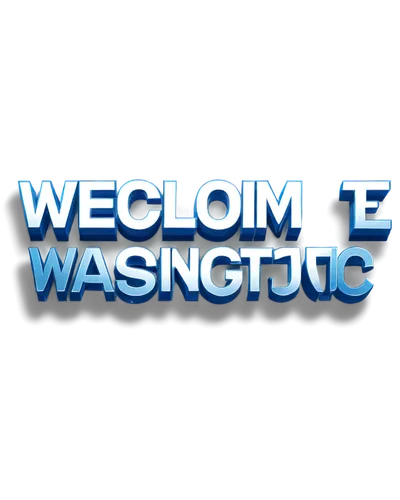 Sign, welcome to Washington DC, blue background, white capital letters, bold font, 3D effect, metal material, reflective surface, urban setting, daytime, soft sunlight, slight shadow, horizontal compo