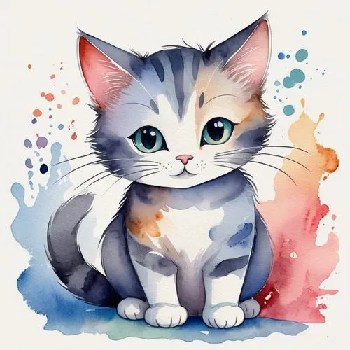 watercolor cat,cat vector,drawing cat,cat on a blue background,cartoon cat,cat drawings,watercolor baby items,cat portrait,calico cat,cute cat,cat cartoon,watercolor paint,pet portrait,watercolor background,cat with blue eyes,cat image,painting technique,japanese bobtail,kitten,blue eyes cat,Illustration,Paper based,Paper Based 25