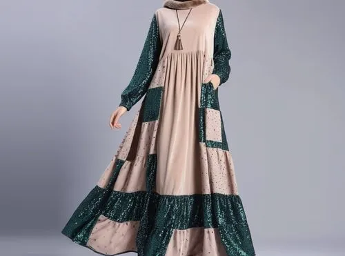 Wool 3d drawing fashion for Muslim hijab with winter design.with wool design velvet design for Muslim hijab 
Drawing of a women's suede dress loose dress loose bottom with fur with dark green with loo