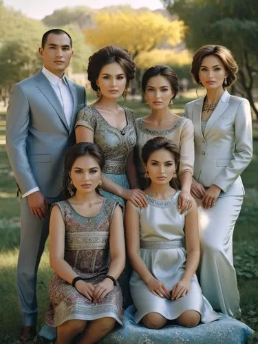 a Central Asian family photo,family pos taken outdoors on wedding day including mother and two children,pahlavi,kardashians,telenovelas,lakorn,azerbaijanis,armenians,Photography,Fashion Photography,Fa