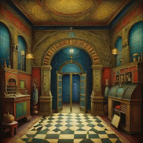 victorian room,sacristy,ornate room,lachapelle,antechamber,blue room,anteroom,soane,courtroom,freemasonry,hildebrandt,masonic,follieri,dictionarium,vestry,hallway,apothecaries,miniaturist,wolfsonian,bath room,Illustration,Abstract Fantasy,Abstract Fantasy 09