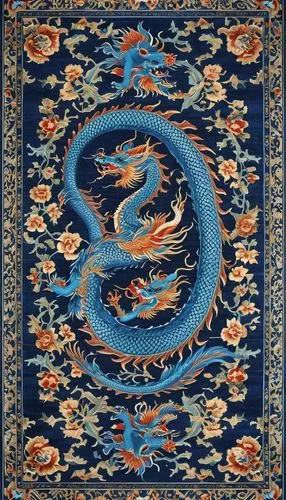 中国青龙地毯，精致，层次丰富，超细，流行，细致,thangka,vajrayana,thangkas,tapestry,bhutan,mantra om,zangpo,shahnama,taoism,khotan,flying carpet,vajrasattva,majnun,longchenpa,koi,kagyu,koi fish,blue snake,tapestries,rug,Phot