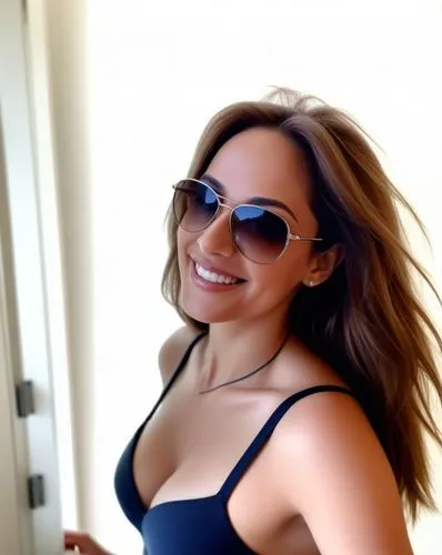 a women who is standing next to a glass,giada,tenille,thirlwall,sunglasses,hadise,sonrisa