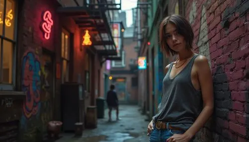 alley,alleyway,alleyways,girl walking away,alleys,shumeiko,street shot,girl in t-shirt,city ​​portrait,soho,urban,alleycat,alley cat,asian girl,girl in a long dress,juliet,girl in overalls,sidestreet,shanghai,girl in a long,Photography,General,Realistic