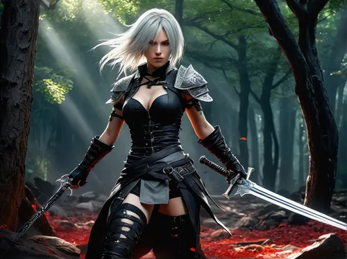 female warrior,swordswoman,dark elf,warrior woman,heroic fantasy,witcher,huntress,fantasy warrior,massively multiplayer online role-playing game,black warrior,beautiful girls with katana,fantasy art,katana,mobile video game vector background,fantasy picture,a200,warrior,hunting knife,awesome arrow,lone warrior,Illustration,Japanese style,Japanese Style 18