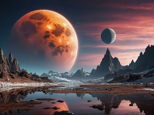 alien planet,lunar landscape,alien world,barsoom,red planet,fantasy landscape,Photography,General,Realistic