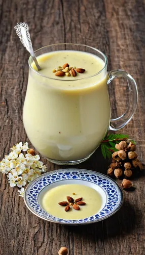 sheer khurma,vichyssoise,zabaione,velouté sauce,crème anglaise,béarnaise sauce,kadhi,cream of pumpkin soup,corn chowder,kheer,cream of mushroom soup,avgolemono,cardamom,raita,pumpkin soup,rajas con crema,bisque,potato soup,white chocolate mousse,leek soup,Photography,General,Realistic