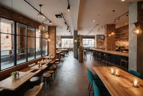 
,a large open restaurant with lots of wooden tables,new york restaurant,wine bar,tribeca,andaz,chefs kitchen,gastropub,Photography,General,Cinematic