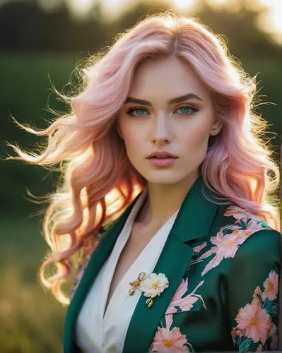 pink hair,peach rose,neopolitan,peach color,kuzmina,pink beauty,Conceptual Art,Fantasy,Fantasy 12