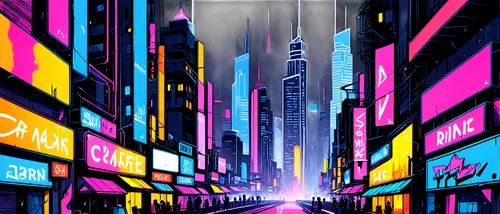 cybercity,colorful city,cityscape,shinjuku,tokyo city,neon arrows,city lights,cybertown,fantasy city,cyberworld,cyberpunk,neon lights,neons,city,neon light,cityzen,metropolis,cyberscene,citylights,neon,Illustration,Black and White,Black and White 34