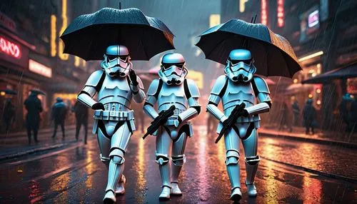 storm troops,droids,stormtrooper,walking in the rain,umbrellas,patrols,silver rain,cg artwork,clones,clone jesionolistny,droid,raindops,star wars,rain protection,starwars,protection from rain,rain stoppers,republic,imperial,in the rain,Photography,General,Sci-Fi