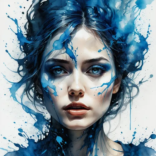 blue painting,watercolor blue,blue enchantress,blue rain,blue waters,bluebottle,sapphire,color blue,mystical portrait of a girl,blue water,blue,bluish,blue rose,blue color,water forget me not,ice queen,azure,blue background,blue petals,blue moment,Illustration,Paper based,Paper Based 20