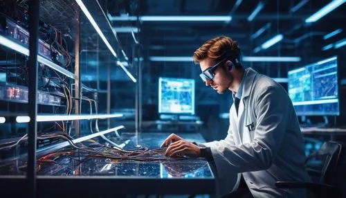 supercomputer,cryobank,supercomputers,genocyber,cybertrader,investigadores,cryptanalysts,datacenter,electronic medical record,biobank,data center,supercomputing,computerware,neuroinformatics,bioinformatics,crypto mining,laboratory information,man with a computer,metagenomics,technologist,Illustration,Vector,Vector 08