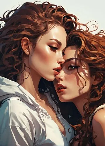 wlw,garamantes,sanel,sapphic,rhinemaidens,coriaria,etain,amantes,romantic portrait,maidens,two girls,reinas,melian,seana,sabriel,lesbos,girl kiss,josleyn,lesbia,dossi,Conceptual Art,Fantasy,Fantasy 06