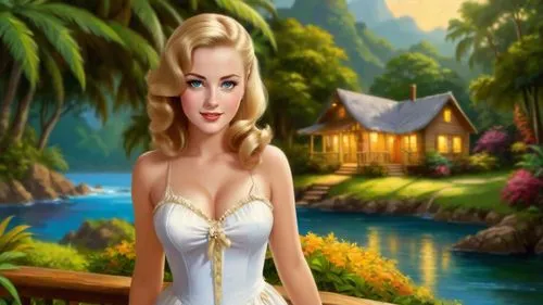 the blonde in the river,landscape background,cartoon video game background,amazonica,fantasy picture,3d background,blonde woman,love background,tinkerbell,connie stevens - female,romantic scene,background image,nature background,fairy tale character,background view nature,cute cartoon image,summer background,golf course background,janna,the sea maid