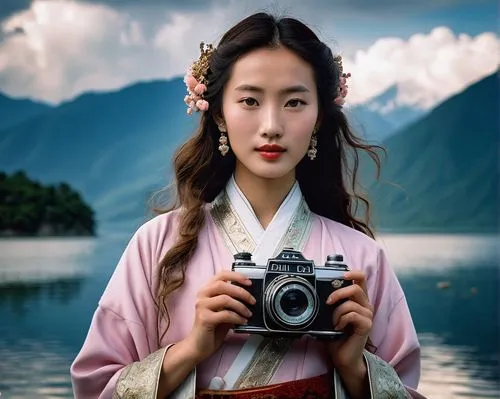 wangmo,sanxia,hanfu,inner mongolian beauty,oriental girl,goryeo,mongolian girl,gisaeng,oriental princess,chuseok,vintage asian,a girl with a camera,geisha girl,yunwen,jinling,yunnan,joseon,daocheng,korean culture,dongyin,Art,Artistic Painting,Artistic Painting 47