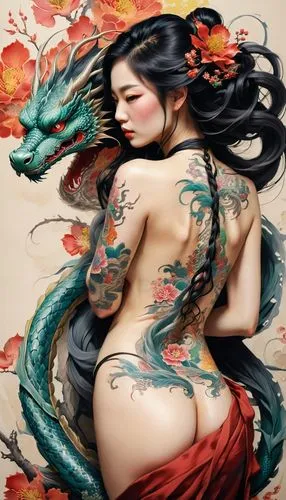 japanese art,oriental painting,moondragon,bodypaint,body painting,oriental girl,Photography,Documentary Photography,Documentary Photography 08