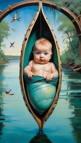 baby float,oil painting on canvas,emile vernon,infant,rowboat,oil painting,baby carriage,child's frame,baby frame,oil on canvas,canoe,boat landscape,adrift,canoes,sailing-boat,porthole,rowboats,surrealism,the cradle,rowing dolle,Art,Artistic Painting,Artistic Painting 46