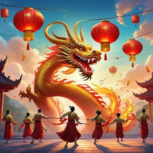 barongsai,golden dragon,dragon boat,wudang,epoxi,dragon fire,Illustration,Realistic Fantasy,Realistic Fantasy 01