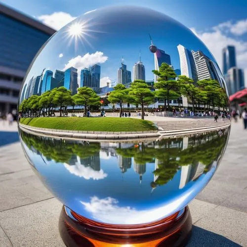 crystal ball-photography,glass sphere,lensball,glass ball,crystal ball,crystalball,big marbles,giant soap bubble,spherical image,glass balls,glass orb,spherical,lens reflection,little planet,earth in focus,mirror ball,glass yard ornament,singapore landmark,ball cube,spheres,Photography,General,Realistic