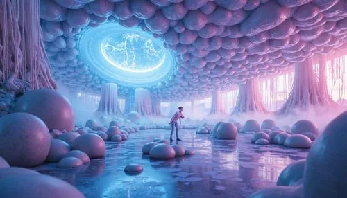 3d fantasy,3d render,blue spheres,cinema 4d,labyrinths,dream world,wonderlands,imaginationland,3d background,astral traveler,imaginarium,sensorium,fairy world,fantasy world,otherworld,mushroom landscape,fractal environment,alien world,portals,wonderland