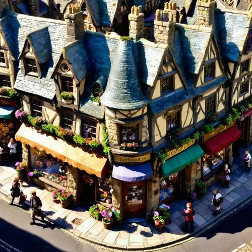 hogsmeade,townscapes,burford,escher village,kleinburg,medieval town,Conceptual Art,Fantasy,Fantasy 26