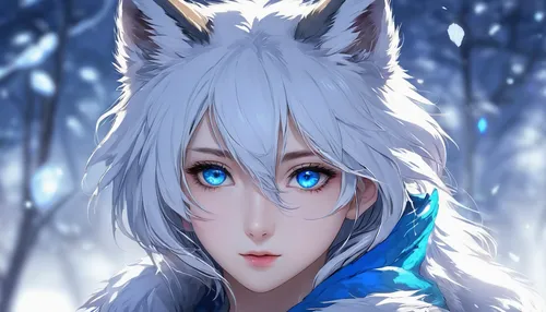 Ultra Hd Wallpapers 8k Girl Wolf With Blue Eyes Wallpapers Hd Wallpapers Id 25058,arctic fox,winterblueher,howl,kitsune,wolf,european wolf,gray wolf,winter background,siberian,cute fox,the snow queen,