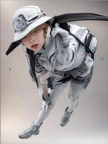 exoskeleton,protective suit,silver,climbing helmet,tracer,cyborg,3d figure,lindsey stirling,paratrooper,figure of paragliding,futuristic,teabag,digital compositing,minibot,astronaut suit,spacesuit,rc 