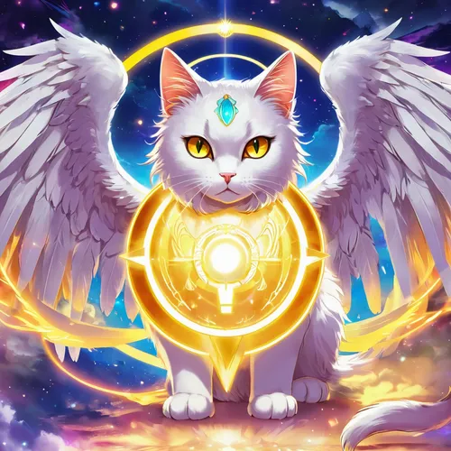 ori-pei,cat vector,astral traveler,merlin,lakshmi,artemis,nebula guardian,celestial event,zodiac sign leo,eris,luna,helios,amulet,archangel,kyi-leo,owl background,zodiac sign libra,show off aurora,light bearer,aura,Illustration,Japanese style,Japanese Style 03