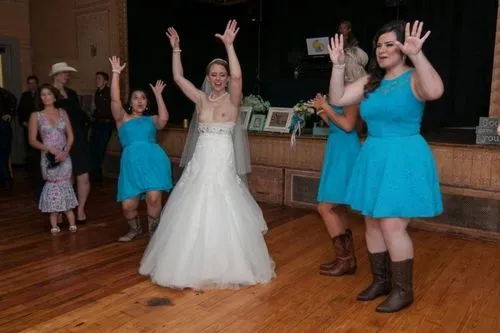 dress,a couple of women dancing in front of some other women,square dance,wedding dress train,debutantes,foundresses,wedding reception,bridezillas,brides,wedding photo,recessional,bridesmaid,shedaisy,