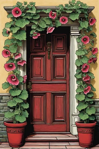 garden door,geraniums,door wreath,front door,home door,nasturtiums,hanging geraniums,doorway,colored pencil background,begonias,doors,wrought iron,door,wooden door,door trim,portal,frame border illustration,petunias,the door,rose wreath,Illustration,Black and White,Black and White 14