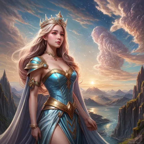 fantasy portrait,fantasy picture,fantasy woman,zodiac sign libra,fantasy art,goddess of justice,aurora,celtic queen,portrait background,cg artwork,eufiliya,blue enchantress,show off aurora,elza,libra,elsa,athena,golden crown,world digital painting,priestess