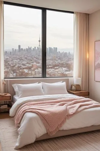 sky apartment,bedroom window,modern room,bedroom,sleeping room,penthouses,headboards,roominess,great room,headboard,bedrooms,bedspreads,japanese-style room,soft furniture,bedspread,guest room,white room,bedsides,bedcovers,cozier,Illustration,Japanese style,Japanese Style 15