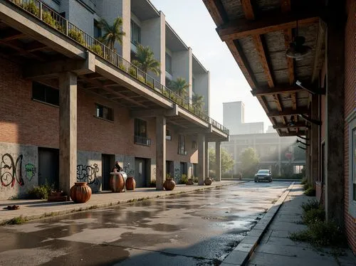 scampia,cryengine,render,suburb,urban landscape,photorealism,fabrik,rendered,3d render,quantic,parkade,3d rendering,urbanworld,dogpatch,3d rendered,urban,crytek,alleyway,warehouses,tlou