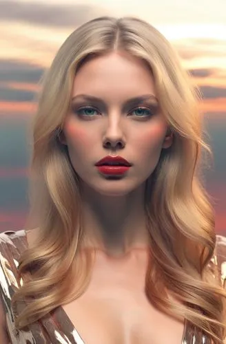 
 nude Beautiful swedish lgirl, full blond long hair, big green eyes, full red lips, misty sky,the woman's head is very long and has blonde hair,derivable,blonde woman,barbarella,sirotka,meagen,margai