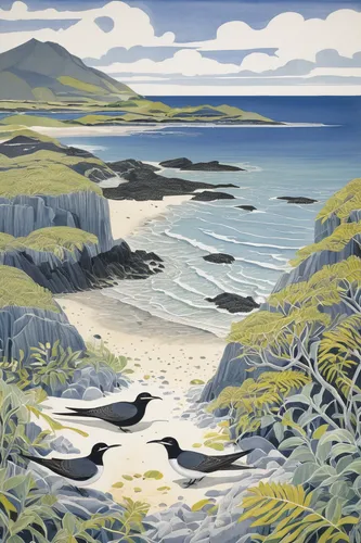 olle gill,gower,carol colman,beach landscape,coastal landscape,donegal,isle of mull,connemara,inisheer,david bates,pebble beach,wicklow,mull,landscape with sea,perranporth,sceleton coast,columba,black beach,isle of skye,north sea coast,Art,Artistic Painting,Artistic Painting 50