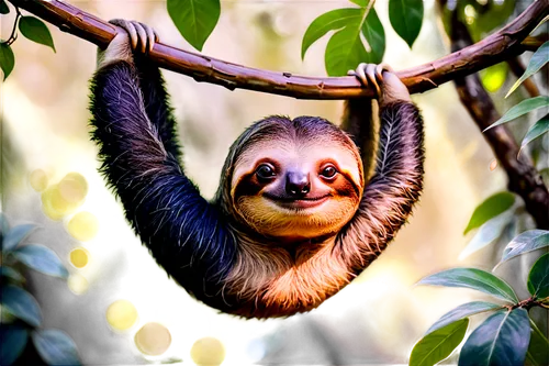 three-toed sloth,pygmy sloth,two-toed sloth,tree sloth,sloth,hanging panda,slothbear,capuchin,tufted capuchin,white-headed capuchin,slow loris,white-fronted capuchin,anteater,hammock,hammocks,gibbon,sun bear,pandabear,he is climbing up a tree,marmoset,Conceptual Art,Oil color,Oil Color 22