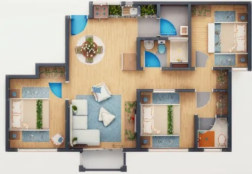 a rendering image of two separate rooms in the same apartment,floorplan home,habitaciones,floorplans,shared apartment,house floorplan,floorplan,Anime,Anime,General