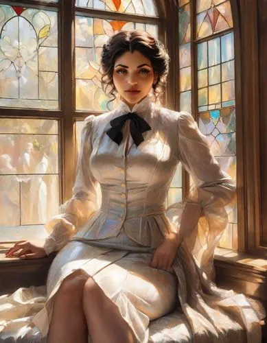 victorian lady,edwardian,victoriana,bioshock,karenina,emile vernon,Digital Art,Impressionism