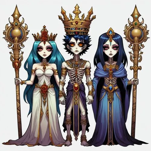 priestesses,empresses,the three magi,crowns,deities,consorts,Illustration,Abstract Fantasy,Abstract Fantasy 11