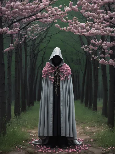 cloak,hooded man,fallen petals,lily of the field,japanese sakura background,chidori is the cherry blossoms,way of the roses,the cherry blossoms,imperial coat,hanbok,amaryllis belladonna,kahila garland-lily,photomanipulation,sakura trees,hooded,the order of the fields,sakura background,abaya,the wanderer,forest flower,Photography,Documentary Photography,Documentary Photography 34