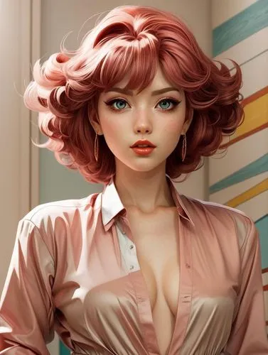 fujiko,retro woman,female doll,retro women,retro girl,redhead doll