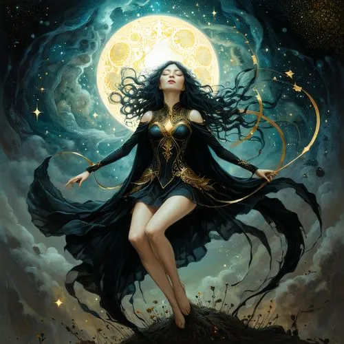 queen of the night,hecate,sorceress,the enchantress,zodiac sign libra,wiccan,Art,Artistic Painting,Artistic Painting 49