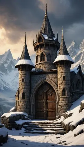 winterfell,snow house,fairy tale castle,castle of the corvin,hogwarts,gondolin,riftwar,diagon,erebor,fairytale castle,icewind,neverwinter,beleriand,hogsmeade,tirith,nargothrond,cartoon video game background,forteresse,heorot,narnian,Art,Classical Oil Painting,Classical Oil Painting 11