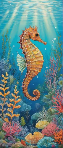 sea horse,sea-horse,seahorse,marine animal,northern seahorse,sea animal,sea raven,hippocampus,nautilus,alligator sea robin,sturgeon,merman,marine fish,god of the sea,marine biology,coelacanth,marine reptile,marine life,sea devil,coral fish,Illustration,Japanese style,Japanese Style 20