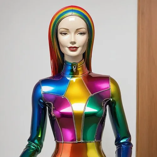 artist's mannequin,wooden mannequin,polychromed,fembot,manikin,woman sculpture,pop art woman,mannequin,koons,bodypaint,a wax dummy,wooden figure,rubber doll,articulated manikin,hirst,3d figure,zentai,bodypainting,manakin,figurine,Unique,3D,Modern Sculpture