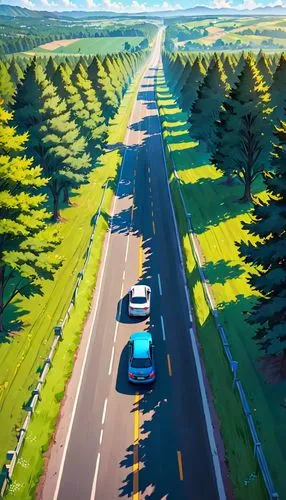 aaa,mountain road,forest road,carretera,mountain highway,hokkaido,Anime,Anime,General