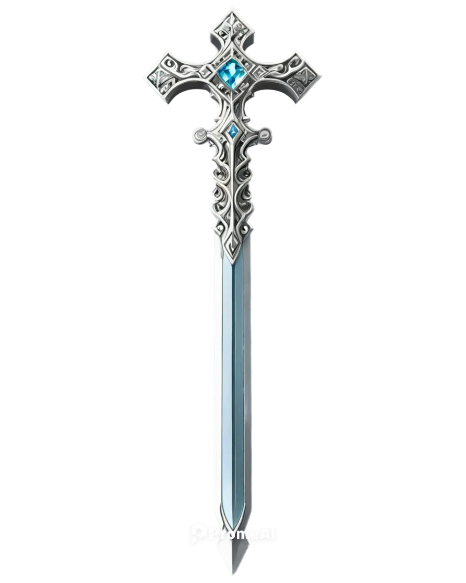 Minecraft diamond sword, shiny metal, detailed handle, sparkling diamond, silver guard, intricate design, 3D rendering, high-poly model, dramatic lighting, cinematic composition, close-up shot, slight